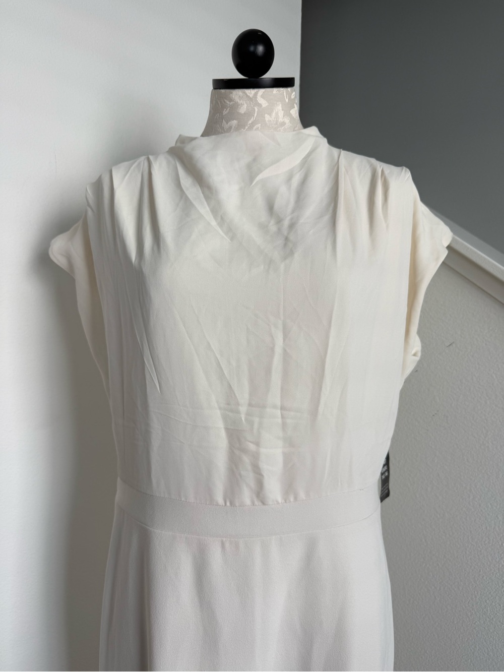 NWT Express White Mock Neck Midi Dress Size Large Bridal Party Spring Summer New - Picture 2 of 6